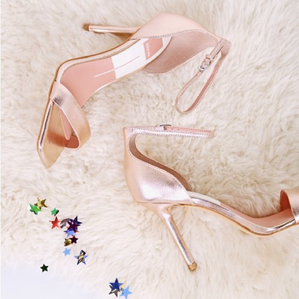 Dolce Vita Halo Elegant Metallic Rose Gold Leather Heels